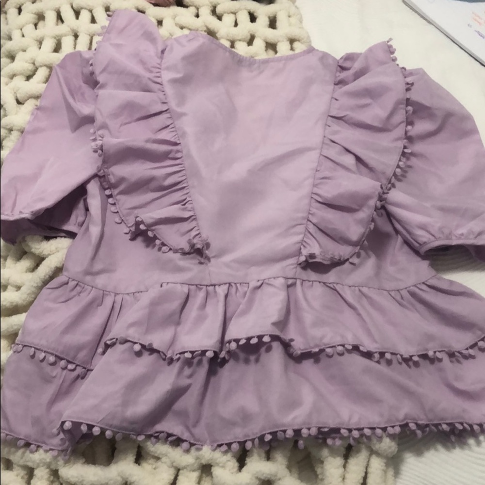 SHEIN LIGHT PURPLE RUFFLE TOP - Picture 6 of 6